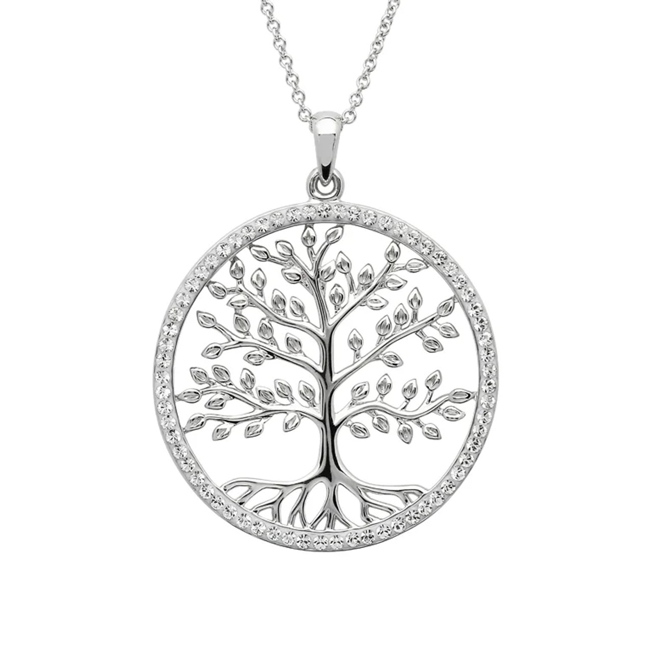 Sterling Silver Tree Of Life Necklace Featuring Connemara Marble